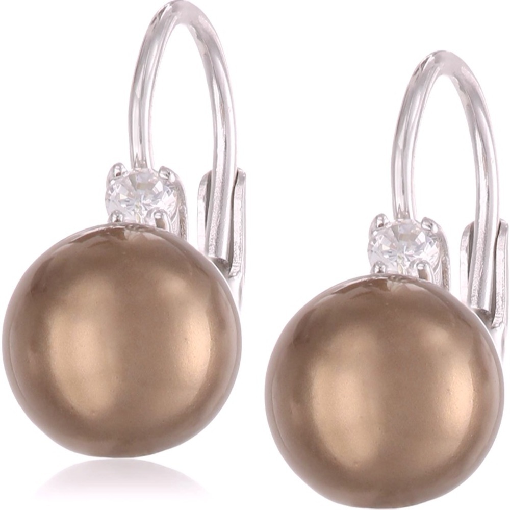 Fudge Brown Pearl and Diamond Earrings